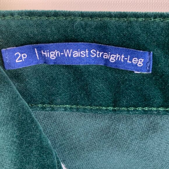 Talbots green velvet velour high-waist straight leg 5 pockets style pants sz 2P - Picture 6 of 7
